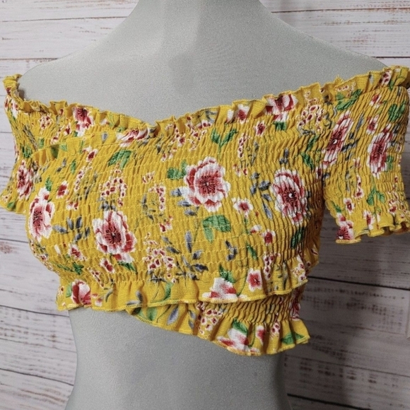 COPY - ANGEL Biba Smocked Floral Crop Top XS - Picture 3 of 6